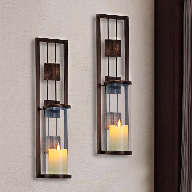 Shelving Solution Wall Sconce Candle Holder Metal Wall Decorations for Living Room, Bathroom, Dining Room, Set of 2 - Image 1
